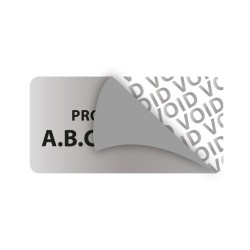 Étiquettes Personnalisées - Propriété Infalsifiable avec Motif VOID - Polyester Argenté