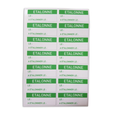 Étiquettes d'inspection - "ÉTALONNÉ LE" - 38x16 mm - Film polymère - Lot de 350