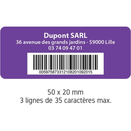 Étiquettes Personnalisées - Propriété SECURÉTIK - Vinyle Polymère Laminé - Lot de 240