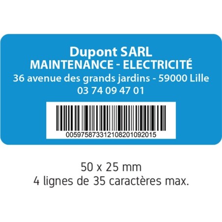 Étiquettes Personnalisées - Propriété SECURÉTIK - Vinyle Polymère Laminé - Lot de 240