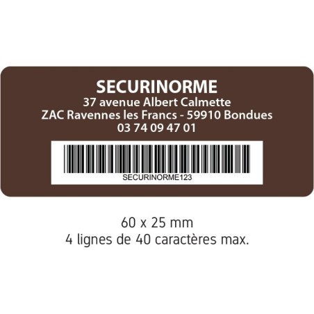 Étiquettes Personnalisées - Propriété SECURÉTIK - Vinyle Polymère Laminé - Lot de 240