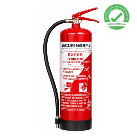 Extincteur eau sans fluor (PFAS) EXPER 6 à 9L Feux AB