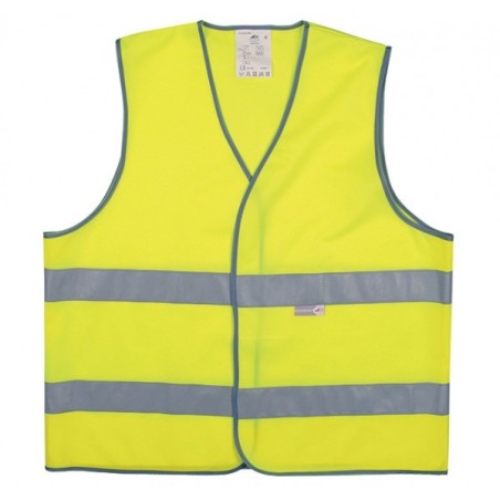 Ce gilet de sécurité jaune est un accessoire indispensable pour la sécurité routière. Il est notamment recommandé lors de la pra