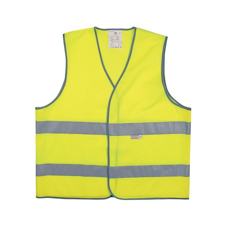 Gilet de sécurité - Jaune fluo à 2 bandes rétroréfléchissantes