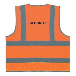 Ce gilet de sécurité orange est équipé de quatre bandes pour une visibilité améliorée. Il est idéal pour les travailleurs de la 