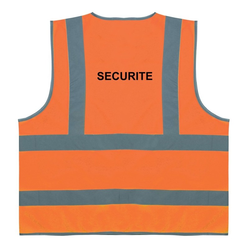 Ce gilet de sécurité orange est équipé de quatre bandes pour une visibilité améliorée. Il est idéal pour les travailleurs de la 