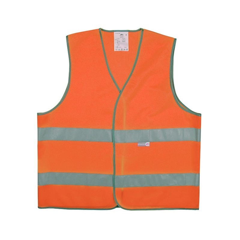 Gilet de sécurité - Orange à 2 bandes rétroréfléchissantes