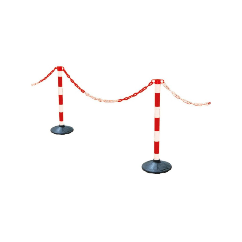 Balise chantier - Poteaux plastique chaînes bicolores 900 mm