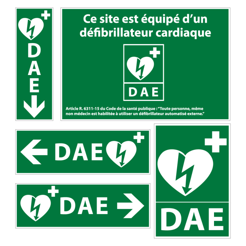 Kit - Signalétique DAE vinyle autocollant - Conforme 29/10/2019