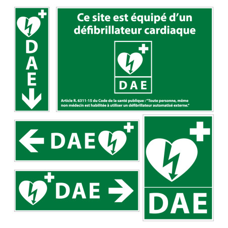 Kit - Signalétique DAE vinyle autocollant - Conforme 29/10/2019