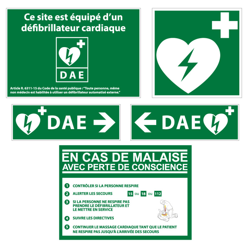 Kit signalétique défibrillateur - Intérieur/Extérieur