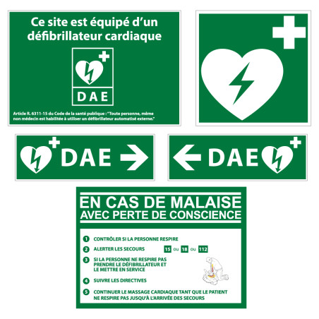 Kit signalétique défibrillateur - Intérieur/Extérieur