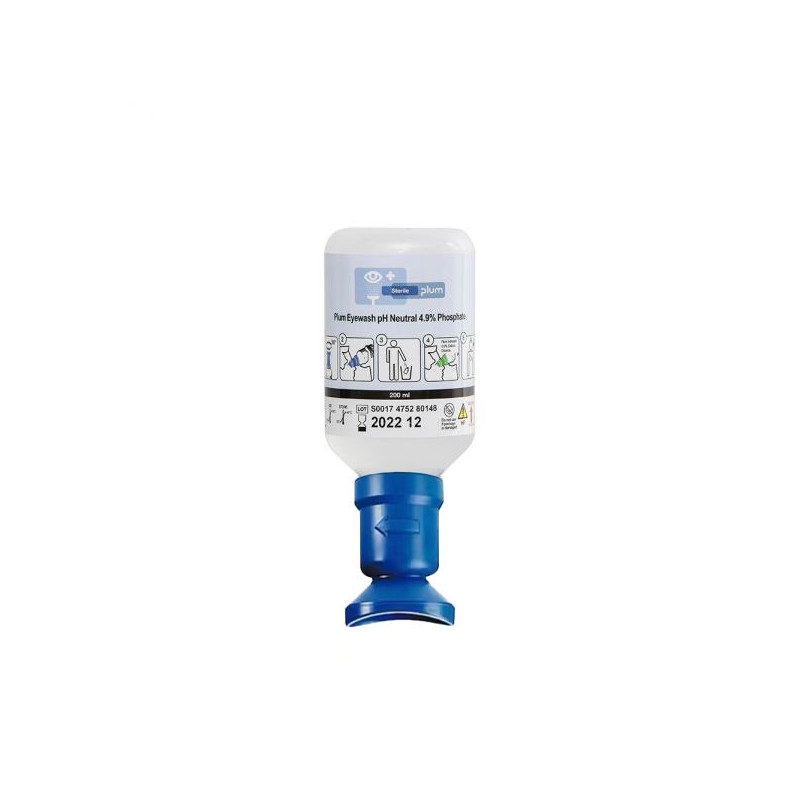 Flacon de Solution Neutre Lave-œil 200mL pour Douche Oculaire - PLUM