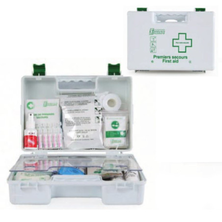 Coffret de secours - Chantier BTP étanche - 33 x 23 x 13 cm - Polypropylène