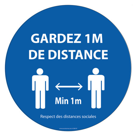 Adhésif de marquage au sol Gardez vos distances - rond 300mm