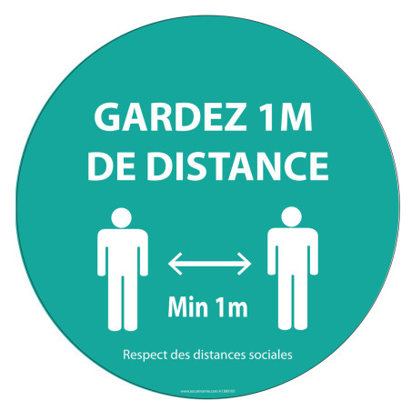 Adhésif de marquage au sol Gardez vos distances - rond 300mm