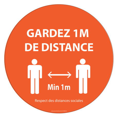 Adhésif de marquage au sol Gardez vos distances - rond 300mm