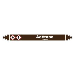 Marqueur de Tuyauterie Acétone 150 x 12 mm Vinyle Laminé