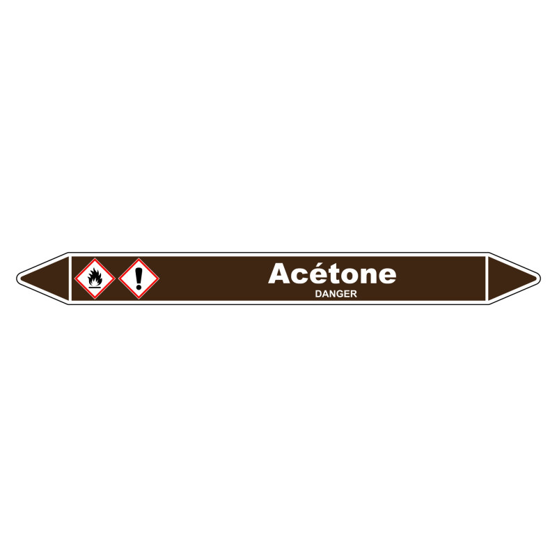 Marqueur de Tuyauterie Acétone 150 x 12 mm Vinyle Laminé