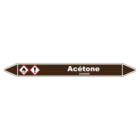 Marqueur de Tuyauterie Acétone 150 x 12 mm Vinyle Laminé