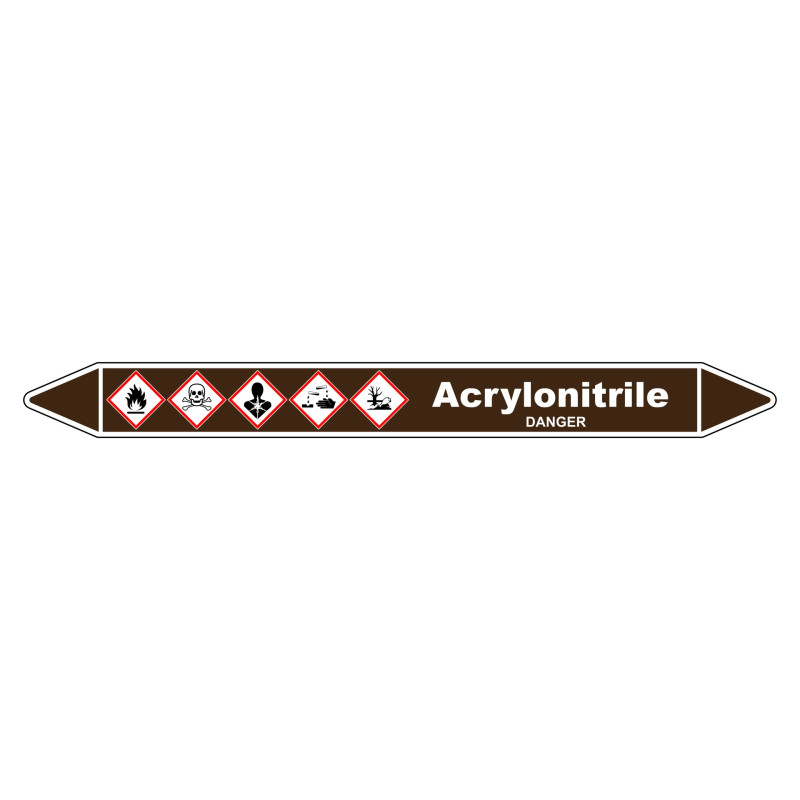 Marqueur de Tuyauterie Acrylonitrile 150 x 12 mm Vinyle Laminé