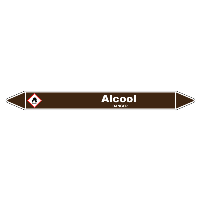 Marqueur de Tuyauterie Alcool 150 x 12 mm Vinyle Laminé