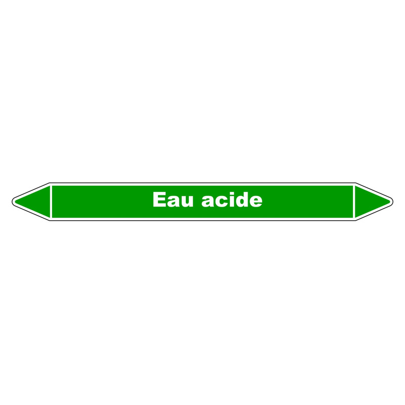 Marqueur de Tuyauterie "Eau acide" en Vinyle Laminé
