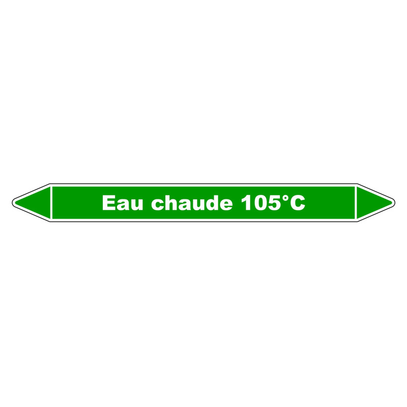 Marqueur de Tuyauterie "Eau chaude 105°C" en Vinyle Laminé
