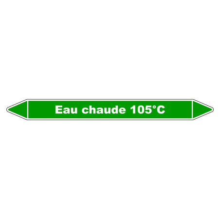 Marqueur de Tuyauterie "Eau chaude 105°C" en Vinyle Laminé
