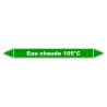 Marqueur de Tuyauterie "Eau chaude 105°C" en Vinyle Laminé