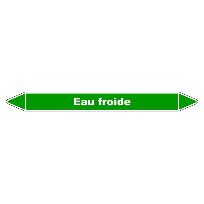 Marqueur de Tuyauterie "Eau froide" en Vinyle Laminé