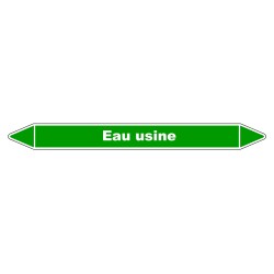 Marqueur de Tuyauterie Eau usine 150 x 12 mm Vinyle Laminé