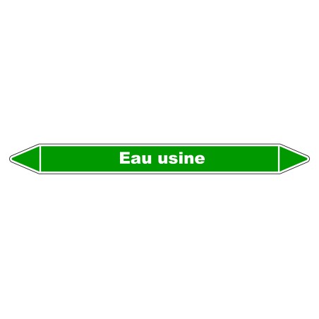 Marqueur de Tuyauterie Eau usine 150 x 12 mm Vinyle Laminé