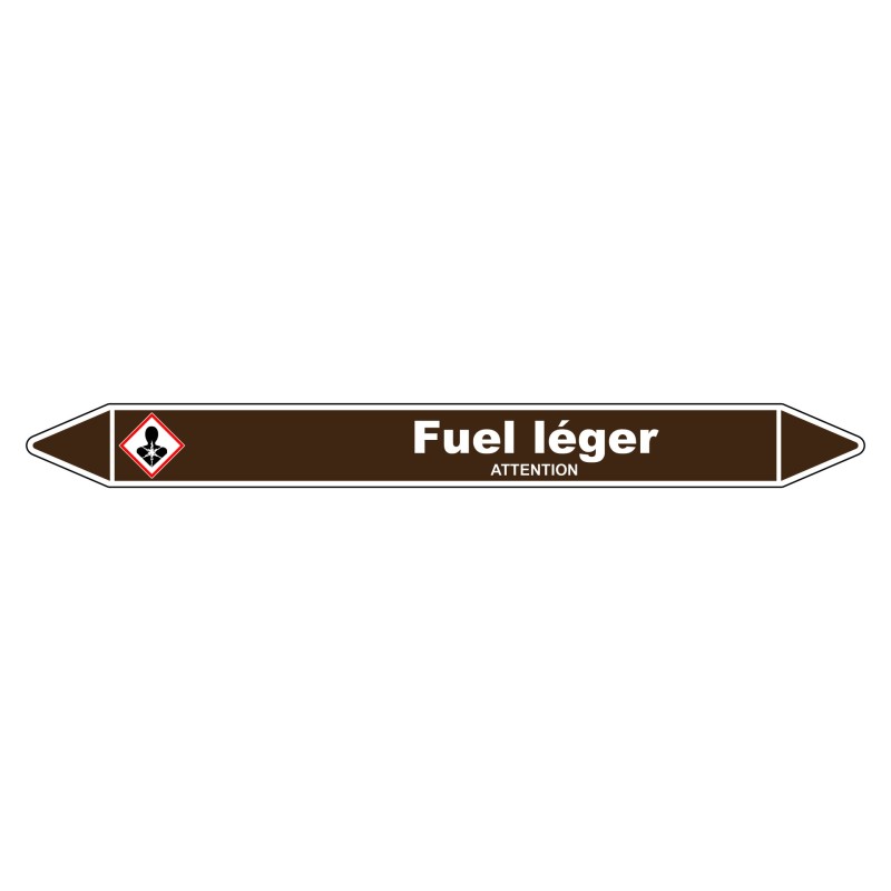 Marqueur de Tuyauterie Fuel léger 150 x 12 mm Vinyle Laminé