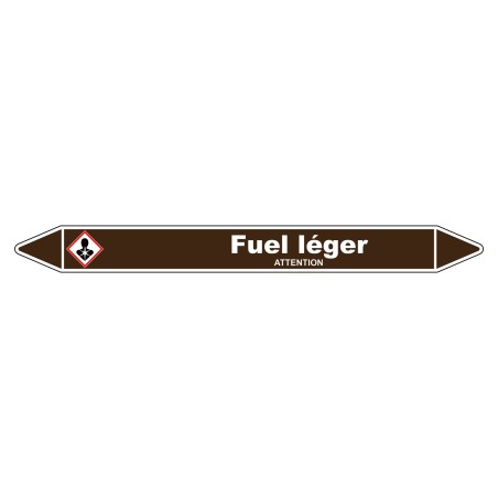 Marqueur de Tuyauterie Fuel léger 150 x 12 mm Vinyle Laminé