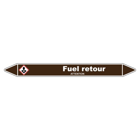 Marqueur de tuyauterie vinyle laminé pour identifiant clair de conduite fuel retour.