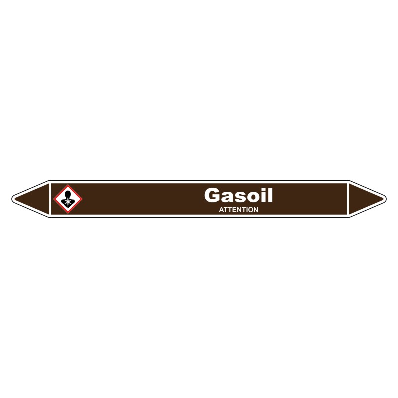 Marqueur de Tuyauterie Gasoil 150 x 12 mm Vinyle Laminé
