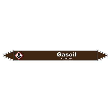 Marqueur de Tuyauterie Gasoil 150 x 12 mm Vinyle Laminé