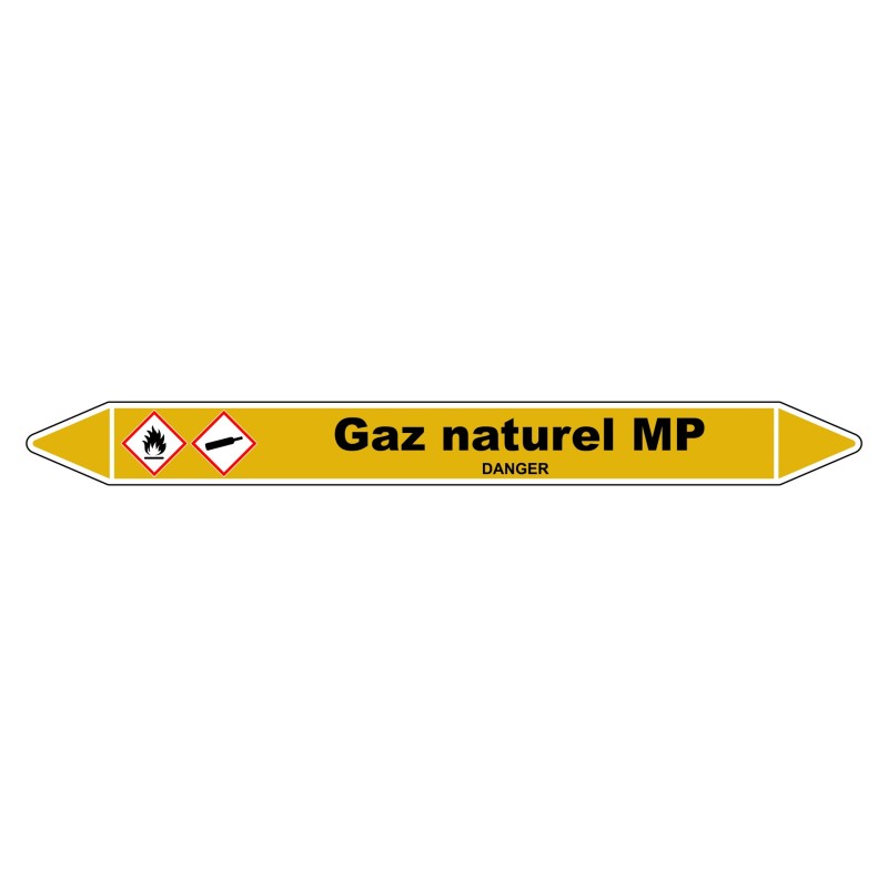 Marqueur vinyle laminé pour tuyauterie Gaz naturel MP - robuste et visible