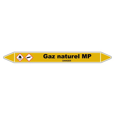 Marqueur vinyle laminé pour tuyauterie Gaz naturel MP - robuste et visible