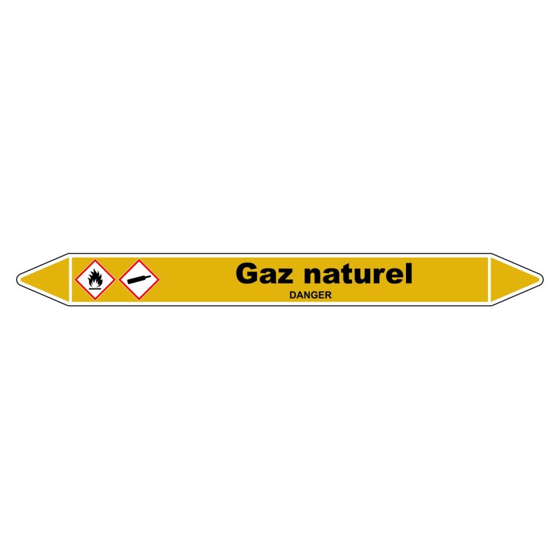 Marqueur de Tuyauterie - Gaz Naturel - Norme NFX 08-105 - Vinyle Laminé