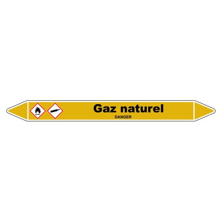 Marqueur de Tuyauterie - Gaz Naturel - Norme NFX 08-105 - Vinyle Laminé
