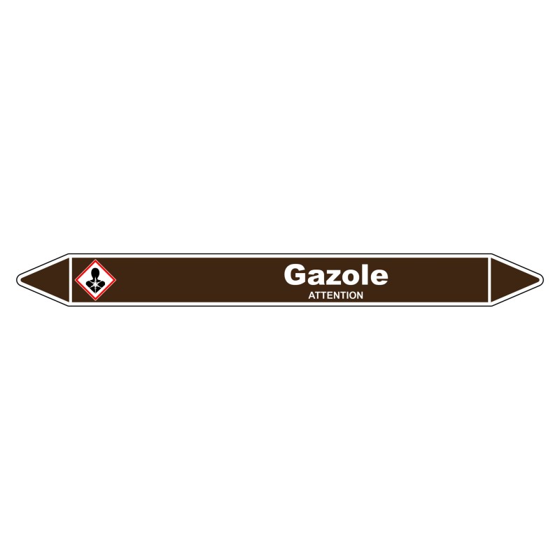 Marqueur de Tuyauterie Gazole 150 x 12 mm Vinyle Laminé