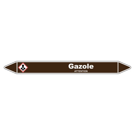 Marqueur de Tuyauterie Gazole 150 x 12 mm Vinyle Laminé