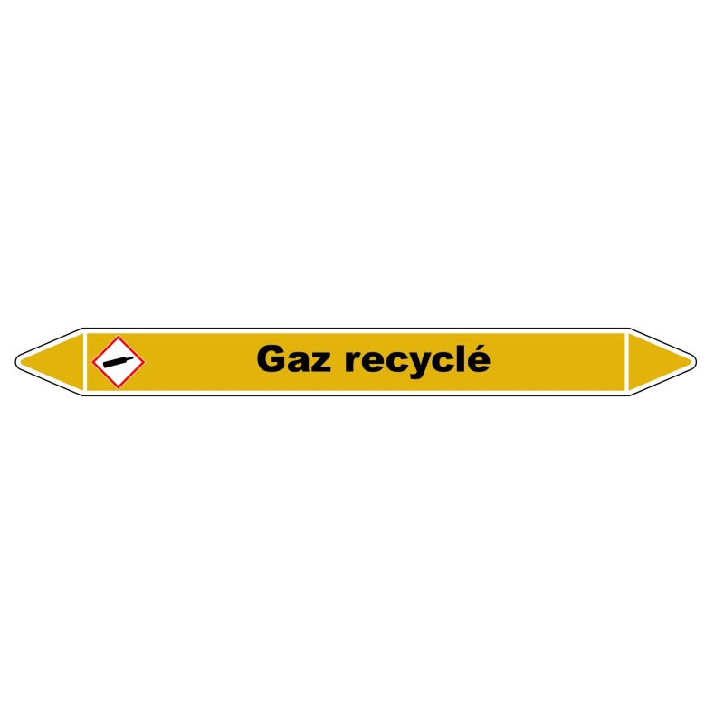 Marqueur de Tuyauterie "Gaz recyclé" en Vinyle Laminé