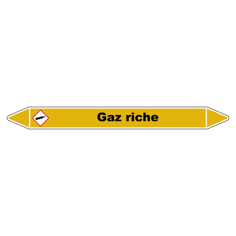 Marqueur de Tuyauterie "Gaz riche" en Vinyle Laminé