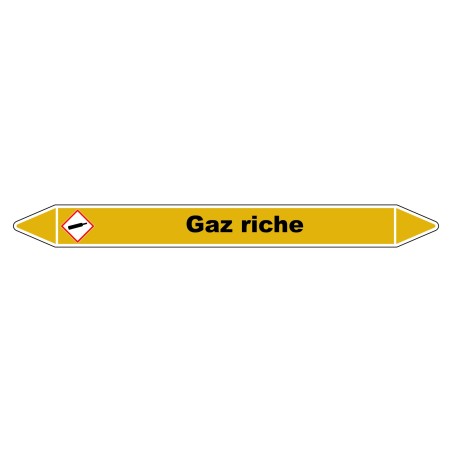 Marqueur de Tuyauterie "Gaz riche" en Vinyle Laminé