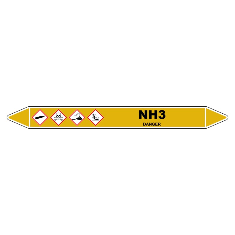 Marqueur de Tuyauterie "NH3" en Vinyle Laminé