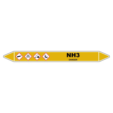 Marqueur de Tuyauterie "NH3" en Vinyle Laminé
