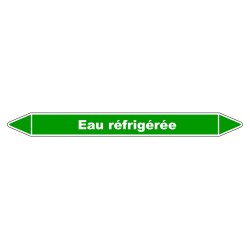 Marqueur de tuyauterie durable en vinyle laminé indiquant "Eau Refrigérée".